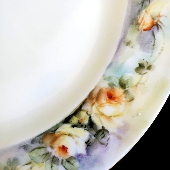 Vintage Haviland Signed Hand Painted Dinner Plate 9.5 Inch Yellow Roses - Picture 8 of 10